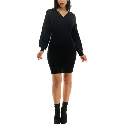 Rosie Harlow Womens Surplice Above Knee Sweaterdress In Black