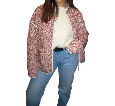 Rosie Posie Floral Quilted Jacket In Cranberry In Pink