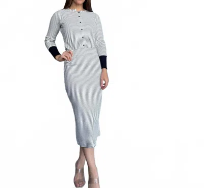 Roslyn Striped Two Piece Set In Black/white In Blue