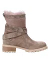 Ross & Snow Emilina Weatherproof Shearling Moto Boot In Blush Camo In Beige