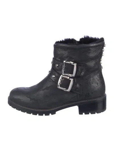 Pre-owned Ross & Snow Leather Moto Boots In Blue