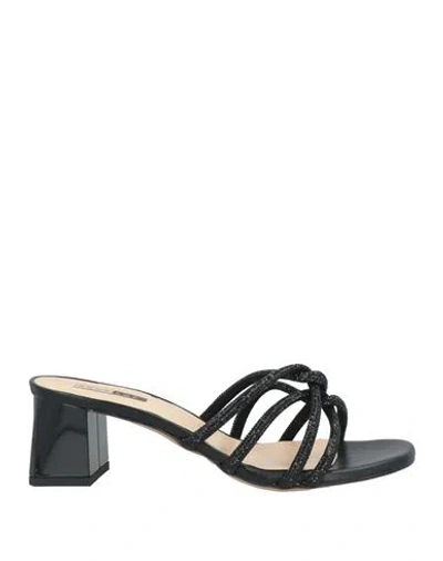 Ross Loy Woman Sandals Black Size 8 Leather