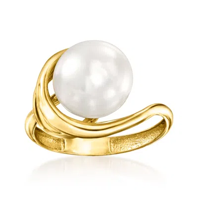 Ross-simons 10-10.5mm Cultured Pearl Asymmetrical Ring In 14kt Yellow Gold In Silver