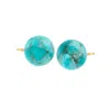 Ross-simons 10-10.5mm Turquoise Bead Stud Earrings In 14kt Yellow Gold In Blue