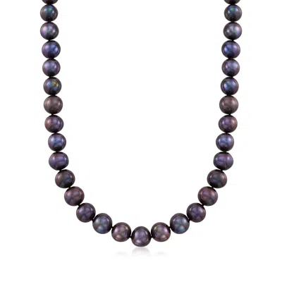 Ross-simons 10-11mm Black Cultured Pearl Necklace With 14kt Yellow Gold In Multi