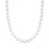 Ross-simons 10-11mm Cultured Pearl Necklace With 14kt Yellow Gold In Silver