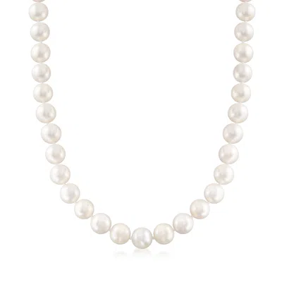 Ross-simons 10-11mm Cultured Pearl Necklace With 14kt Yellow Gold In Silver