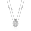 Ross-simons 1.00- Cz 2-strand Drop Necklace In Sterling Silver In Metallic