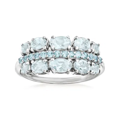 Ross-simons 1.00 Aquamarine And .20 Swiss Blue Topaz Ring In Sterling Silver