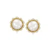 Ross-simons 10.5-11mm Cultured Pearl And . White Topaz Earrings In 18kt Gold Over Sterling
