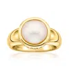 Ross-simons 10mm Mabe Pearl And . Cz Ring In 18kt Gold Over Sterling In Gold