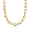 Ross-simons 10x12mm Bezel-set Cultured Baroque Pearl Disc Necklace In 18kt Gold Over Sterling In Silver