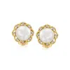 Ross-simons 11-11.5mm Cultured Mabe Pearl Earrings With . Diamonds In 18kt Gold Over Sterling In White