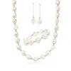Ross-simons 11-12mm Cultured Baroque Pearl And Sterling Silver Jewelry Set: Earrings, Bracelet And Necklace In Silver