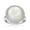 Ross-simons 12-12.5mm Cultured Pearl And . White Topaz Ring In Sterling Silver In Silver
