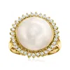 Ross-simons 12-12.5mm Cultured Mabe Pearl And . Diamond Ring In 14k Yellow Gold In White