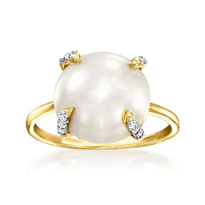 Ross-simons 12-12.5mm Cultured Mabe Pearl And . Diamond Ring In 14kt Yellow Gold In White