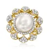Ross-simons 12-12.5mm Cultured Pearl And White Topaz Ring In 18kt Gold Over Sterling In White