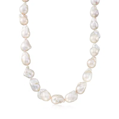 Ross-simons 12-15mm Cultured Baroque Pearl Necklace With 14kt Yellow Gold In Silver