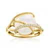 Ross-simons 12mm Cultured Pearl And . Diamond Ring In 14kt Yellow Gold In White