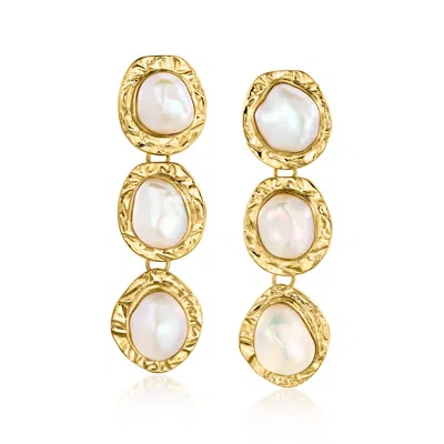 Ross-simons 12x9mm Cultured Keshi Pearl Drop Earrings In 18kt Gold Over Sterling In Silver