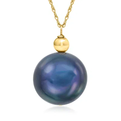 Ross-simons 13-14mm Black Cultured Pearl Necklace In 14kt Yellow Gold In Multi
