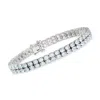 Ross-simons 13.00- Aquamarine 2-row Tennis Bracelet In Sterling Silver In Multi