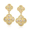 Ross-simons 14kt 2-tone Gold Clover Drop Earrings In Multi