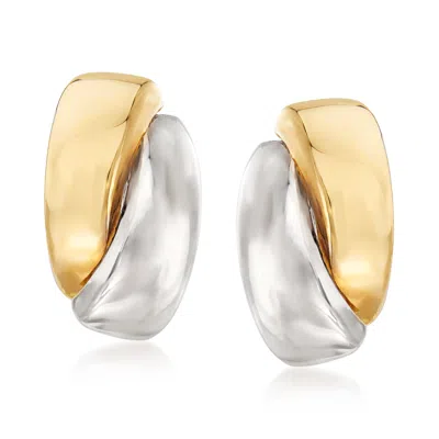 Ross-simons 14kt 2-tone Gold Curved Earrings In Multi