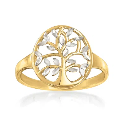 Ross-simons 14kt 2-tone Gold Cut-out Tree Of Life Ring In Multi
