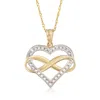 Ross-simons 14kt 2-tone Gold Diamond-cut Infinity Heart Pendant Necklace In Multi