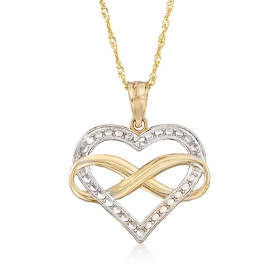 Ross-simons 14kt 2-tone Gold Diamond-cut Infinity Heart Pendant Necklace In Multi