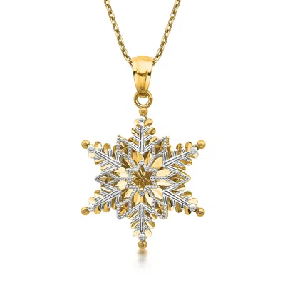 Ross-simons 14kt 2-tone Gold Dimensional Snowflake Pendant Necklace In Multi