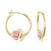 Ross-simons 14kt 2-tone Gold Floral Hoop Earrings In Multi