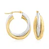 Ross-simons 14kt 2-tone Gold Hoop Earrings In Multi