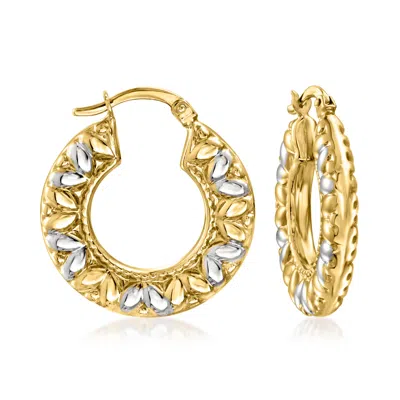Ross-simons 14kt 2-tone Gold Oval-pattern Hoop Earrings In Multi