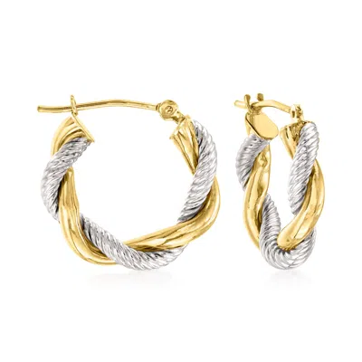 Ross-simons 14kt 2-tone Gold Twisted Hoop Earrings In Multi