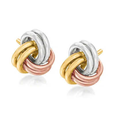 Ross-simons 14kt Tri-colored Gold Love Knot Earrings In Multi