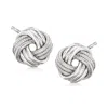 Ross-simons 14kt White Gold Textured And Polished Love Knot Stud Earrings In White