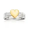Ross-simons 14kt Yellow Gold And Sterling Silver Puffed Heart Ring In White