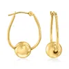 Ross-simons 14kt Yellow Gold Bead Hoop Earrings In Yellow