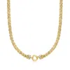 Ross-simons 14kt Yellow Gold Byzantine Necklace With Diamond Accents In Multi