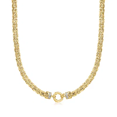 Ross-simons 14kt Yellow Gold Byzantine Necklace With Diamond Accents In Multi