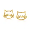 Ross-simons 14kt Yellow Gold Cat Outline Earrings In Yellow
