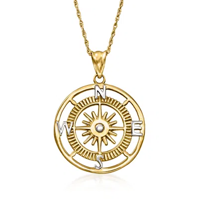 Ross-simons 14kt Yellow Gold Compass Pendant Necklace In Multi