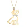 Ross-simons 14kt Yellow Gold Cut-out Dog Pendant Necklace With Diamond Accents In Multi