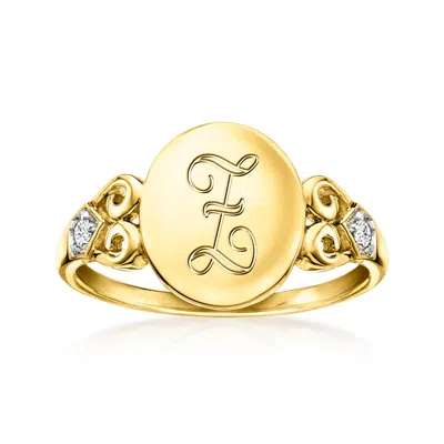Ross-simons 14kt Yellow Gold Diamond-accented Personalized Ring In White