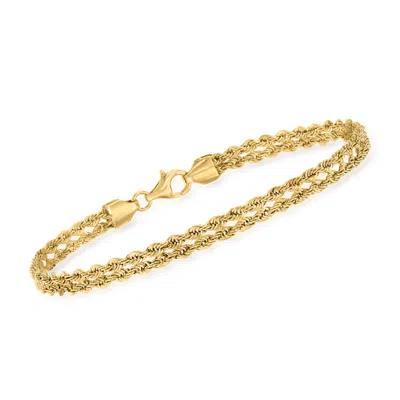 Ross-simons 14kt Yellow Gold Double Rope Chain Bracelet In Multi