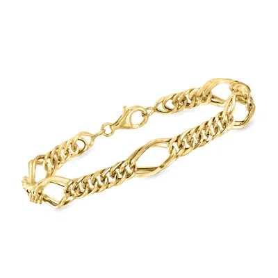 Ross-simons 14kt Yellow Gold Geometric Oval-link Bracelet