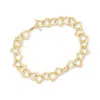 Ross-simons 14kt Yellow Gold Heart-link Bracelet In Multi